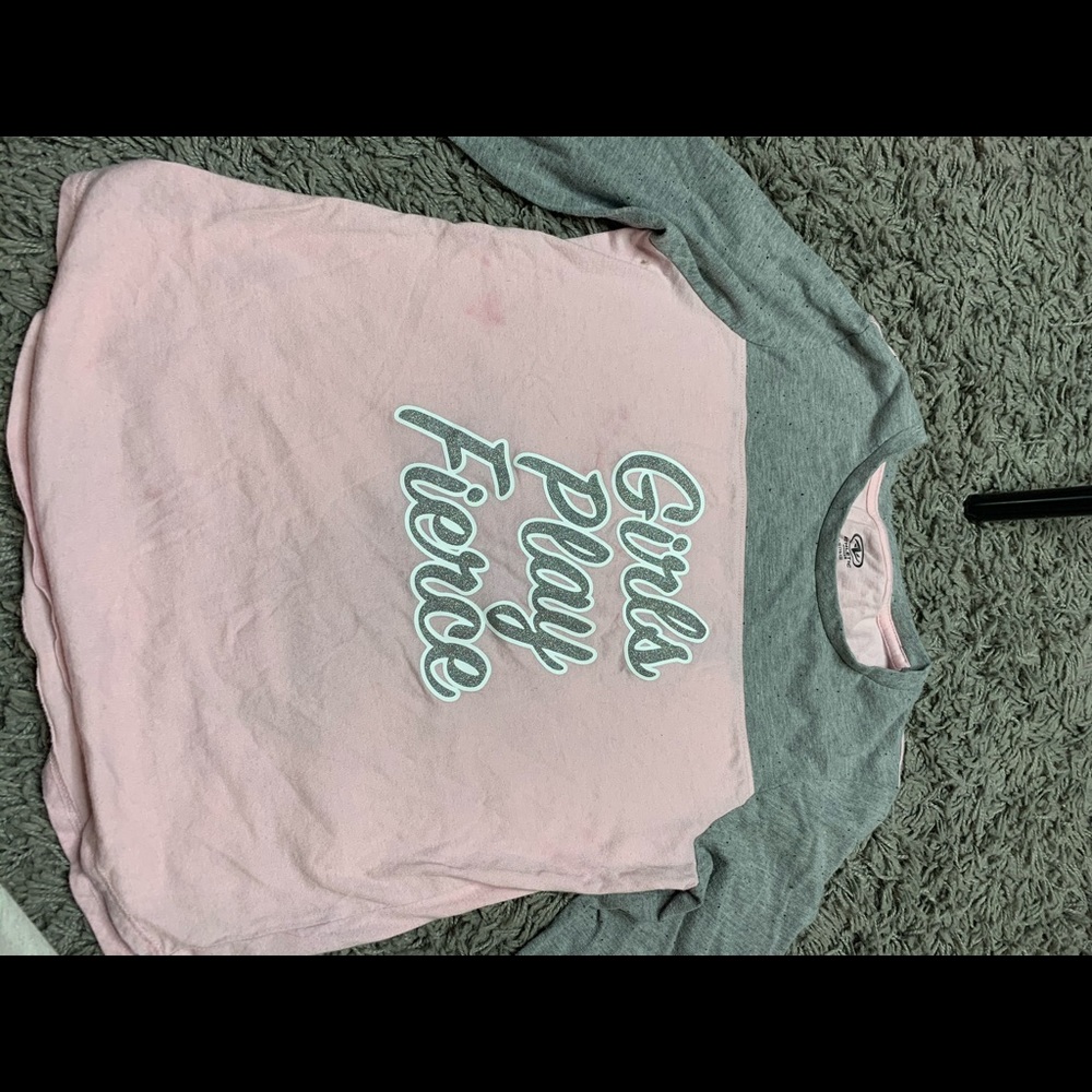 It’s a pink and grey long sleeve t shirt